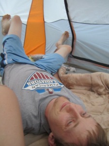 Holding up the tent
